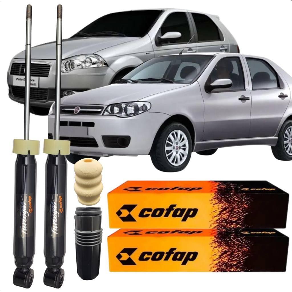 Kit Com Amortecedor Traseiro Batente e Coifa Palio Siena 1.0 1.3 1.4 1.5 1.6 1.8