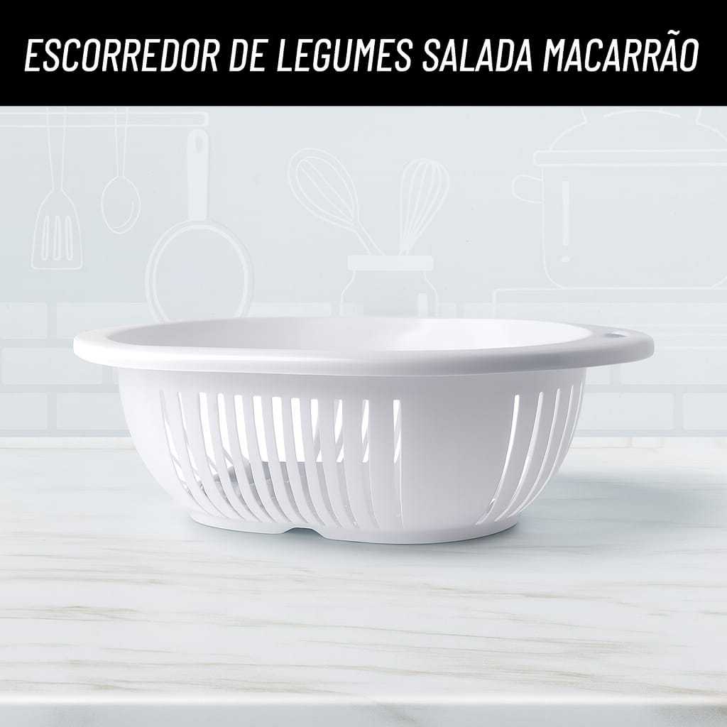 Escorredor  3 Litros Salada Macarrao Frutas Cozinha Multifuncional Frutas Legumes Praticidade Cozinha Moderna Resistente