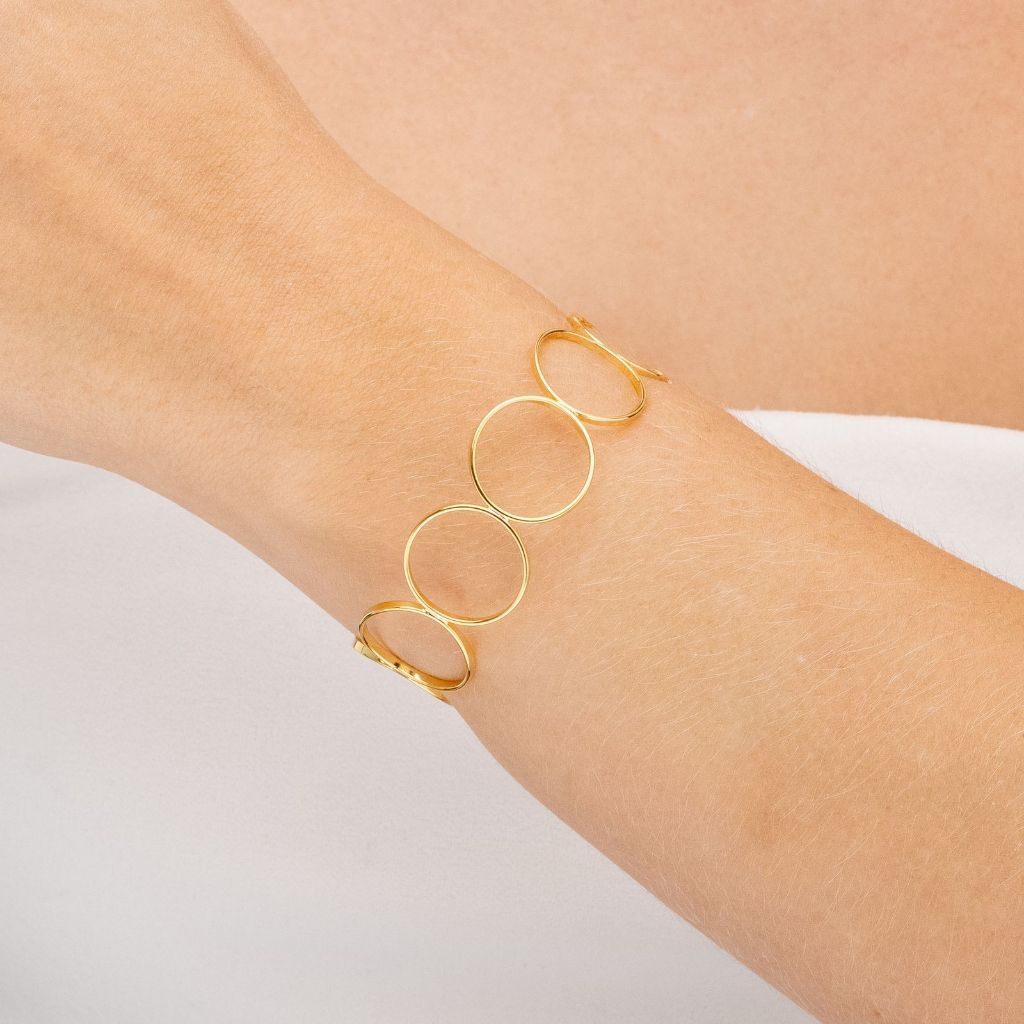 Bracelete Feminino Dourado Trançado Banhado A Ouro 18k- Bracelete Dourado Feminino Semi Joias