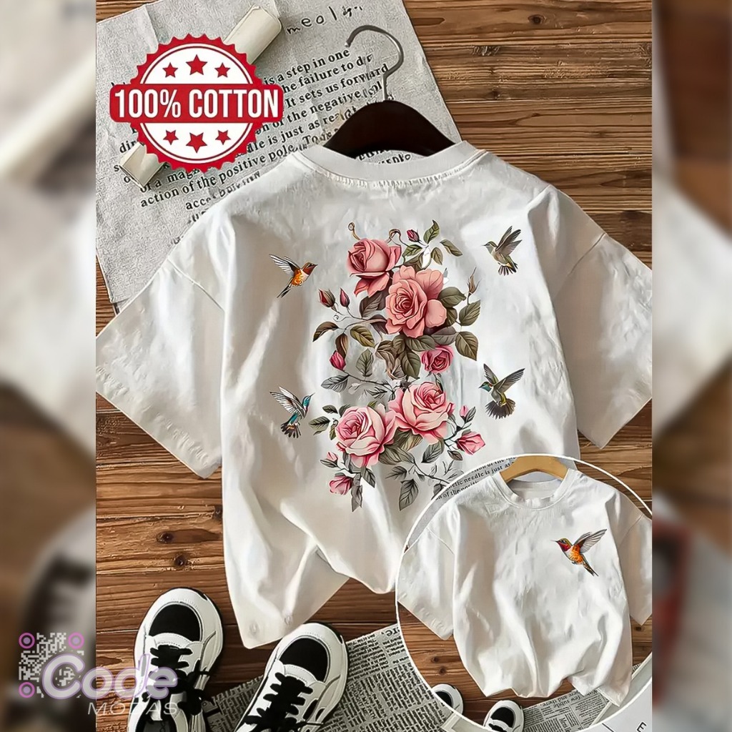 Camisa Camiseta T-Shirt Beija-Flor Floral Estilo Vintage Algodão Aesthetic em Oferta na Shopee