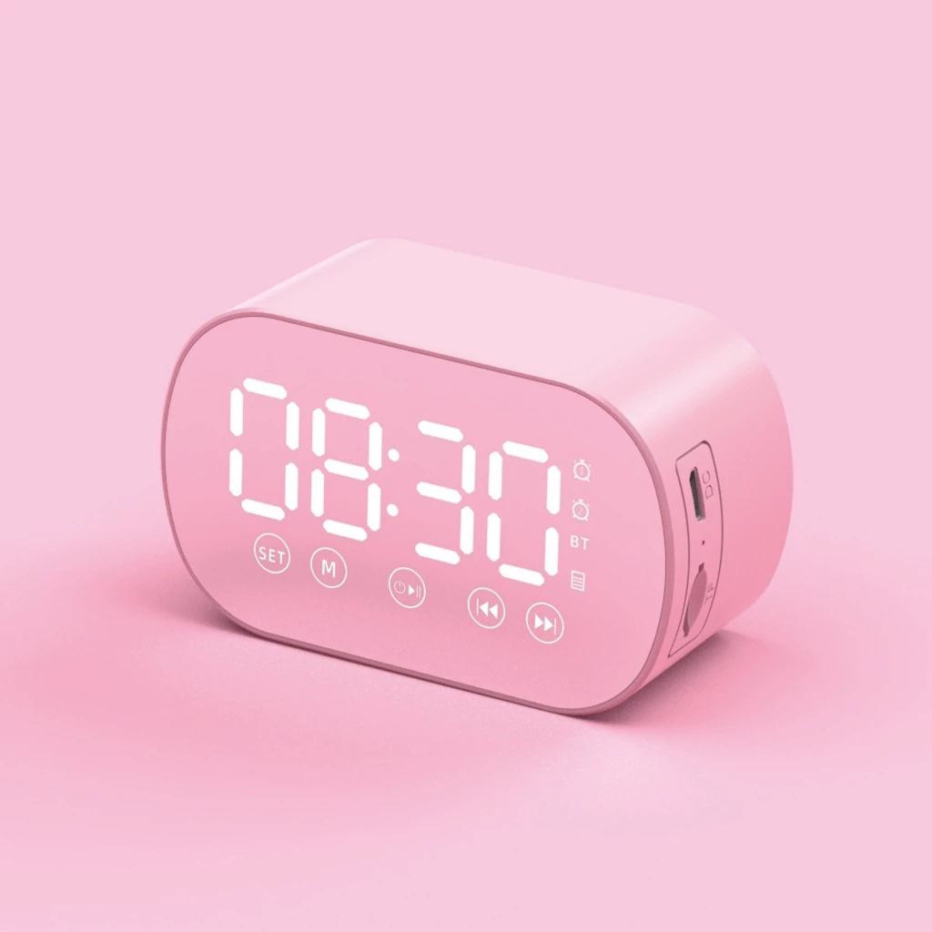 Relógio Alarmes Despertador Espelho Caixa Bluetooth com Som de Alta Qualidade e Design Portátil
