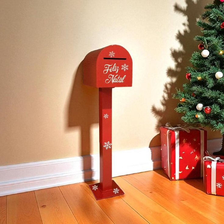 Caixa De Cartas Papai Noel MDF Decorativa Cenário Enfeite De Natal Artesanato