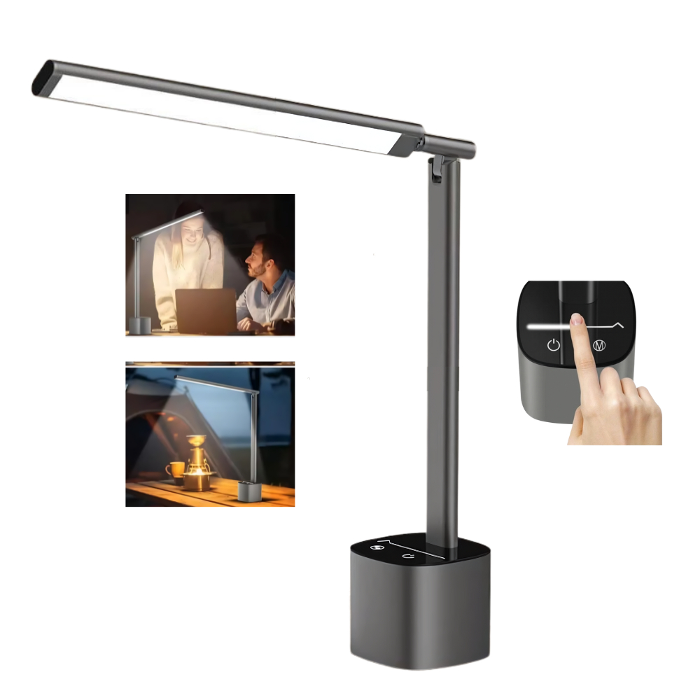 Luminária Mesa Led Ajustável Recarregável Dobrável Alumínio 5000mHa Portátil Casa Office Camping