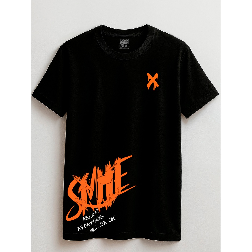 Camisa T-shirt Juvenil e Infantil 2 ao 16 anos Smile Relax 100% Algodão Unissex
