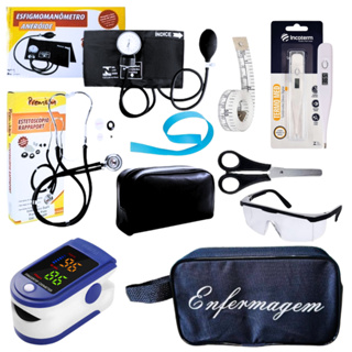 Kit Enfermagem Aparelho de Pressão + Estetoscópio Premium Completo + Oximetro + Nécessaire em Oferta na Shopee