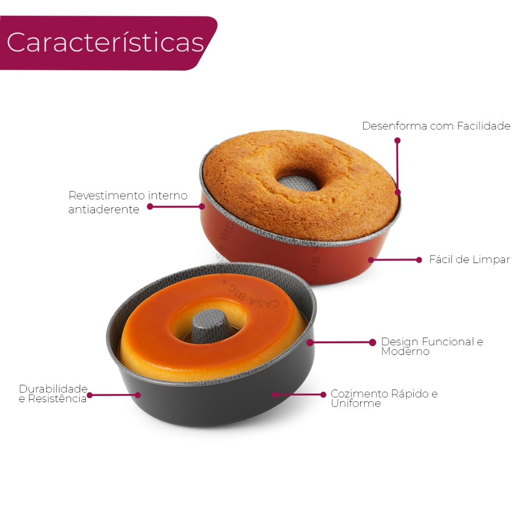 Forma De Bolo 22 Cm Antiaderente Vermelha Alegrete Assadeira · foto 2