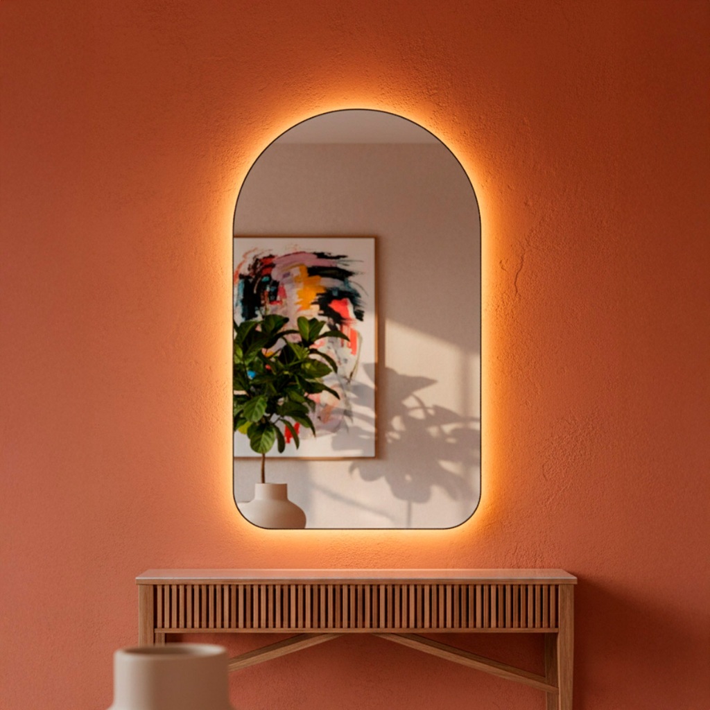 Espelho Decorativo com Led Orgânico Lapidado de Parede Para Sala Quarta Banheiro 55x75 Mod. Capela em Oferta na Shopee