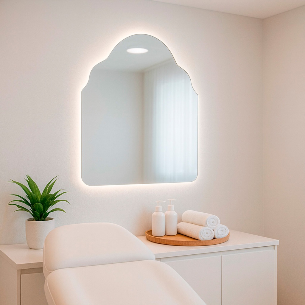 Espelho Decorativo com Led Orgânico Lapidado de Parede Para Sala Quarta Banheiro 55x75 Mod. Marrocos