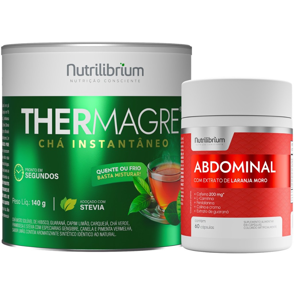 Kit Abdominal Dia Cromo L Carnitina 60 Caps + Thermagre Chá 140g Nutrilibrium