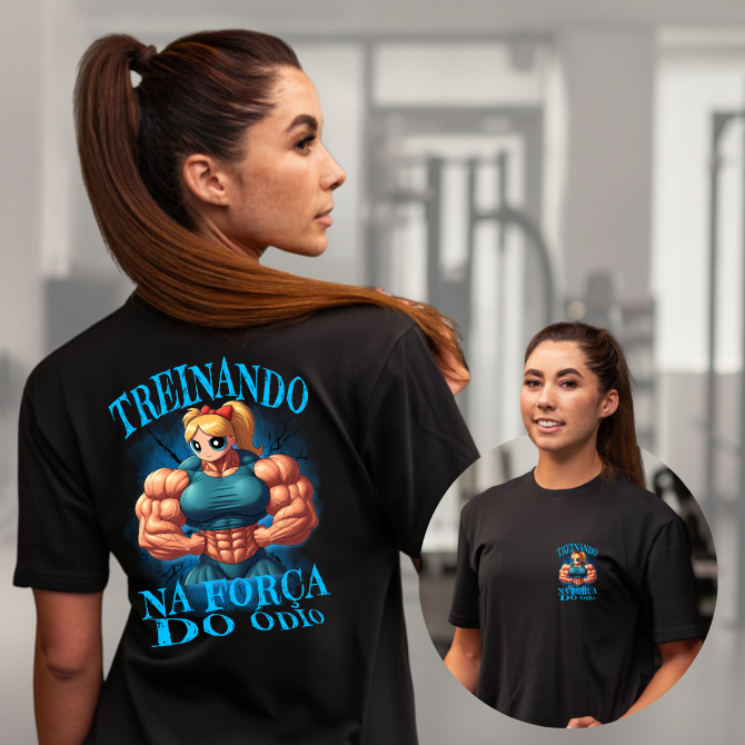 Camiseta Gym Meninas Super Poderosas 100%Algodão Academia Treino Musculação Feminina Preta Branca