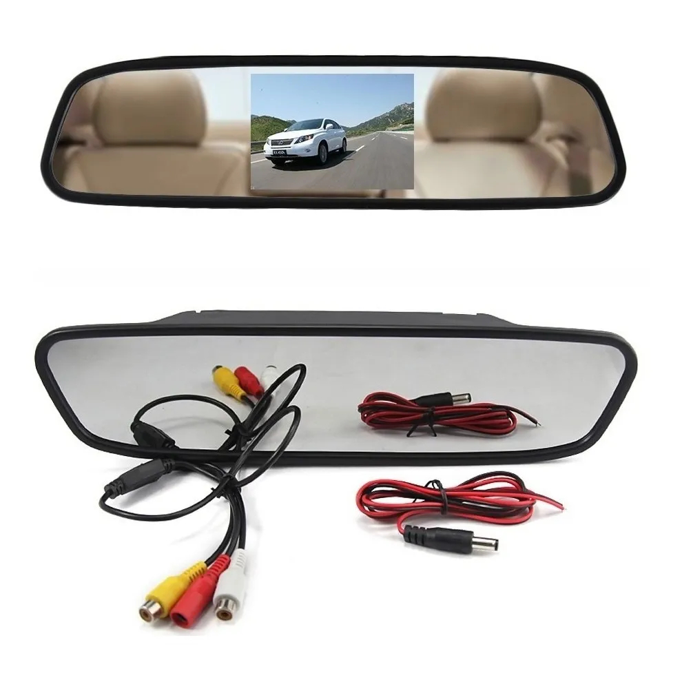 Espelho Retrovisor Com Monitor Para Camera de Ré Tela 4.3 LCD