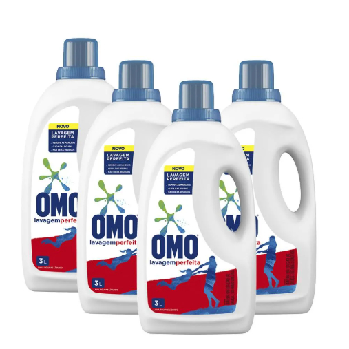 Sabão Líquido Omo Lava Roupa Lavagem Perfeita 3L - Embalagem com 4 Unidades em Oferta na Shopee