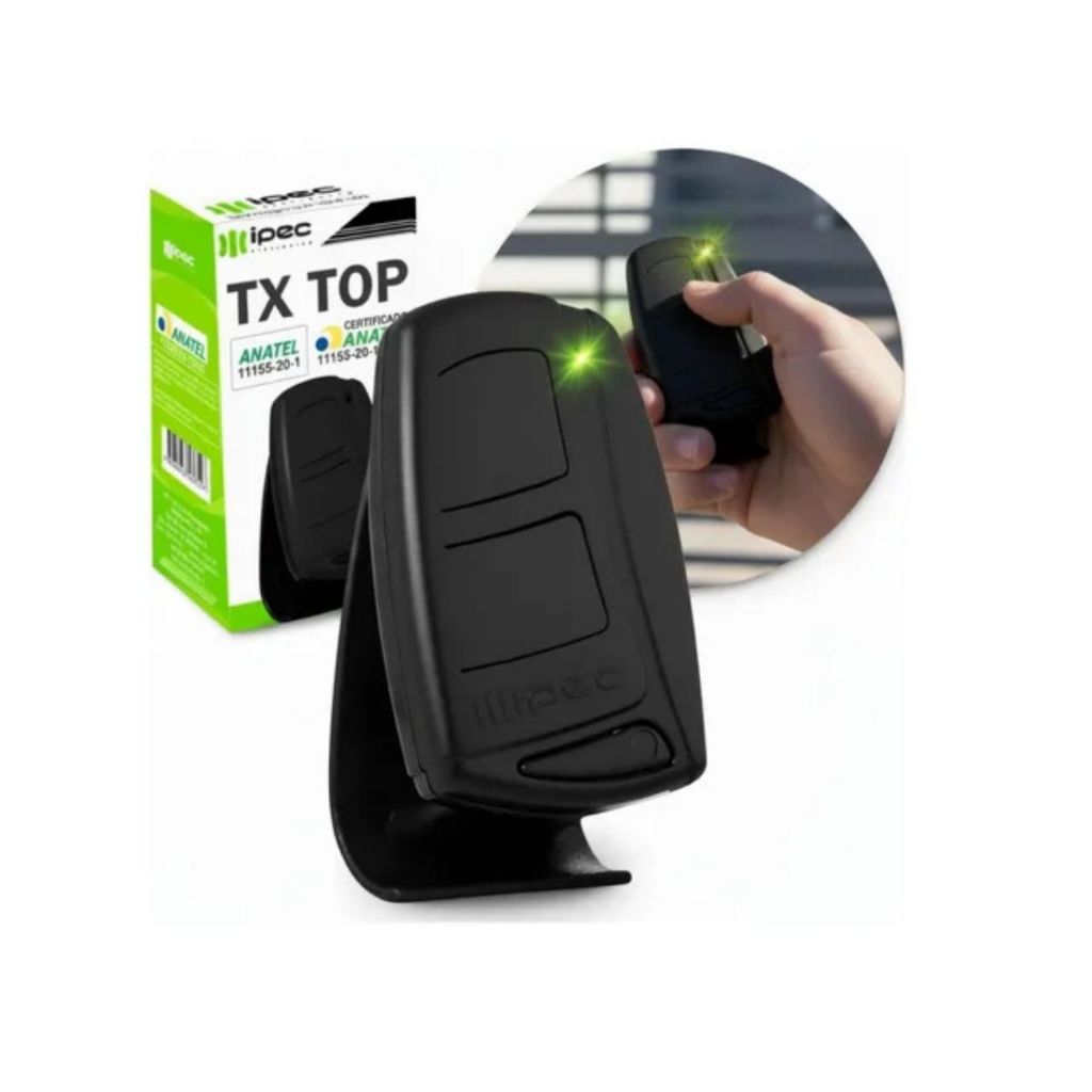 Controle Remoto para Portão e Alarme 433mHz TX TOP Preto Ipec