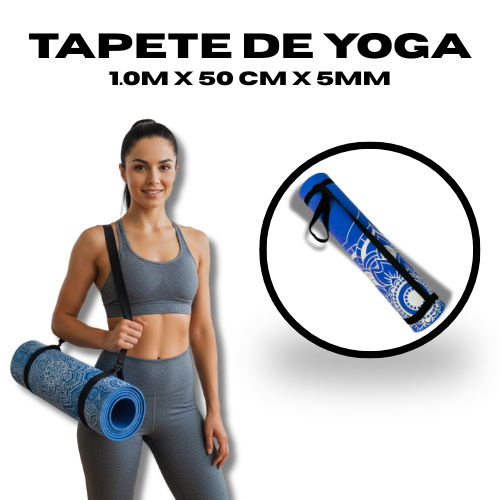 Imagem Tapete Yoga Pilates 1m x 50cm x 5mm Colchonete Academia Antiderrapante Ginástica Exercícios Fitness
