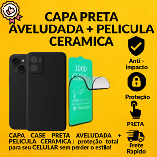 Capa Preta Aveludada + Película Cerâmica Galaxy A05 A06 A07 – Proteção Completa e Estilo Pre em Oferta na Shopee