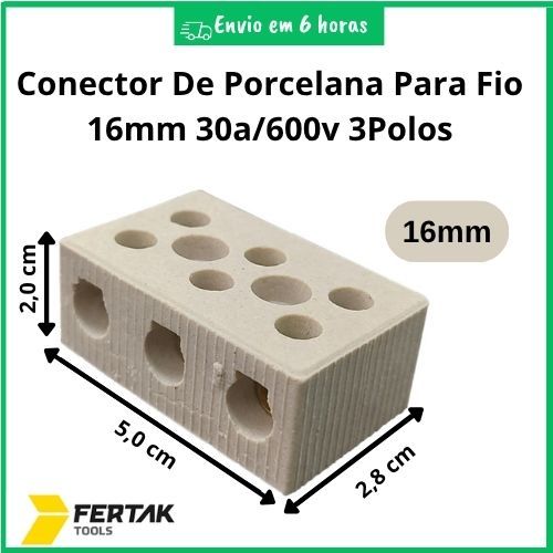 Conector De Porcelana Sindal Louça Para Cabo Fios Chuveiro 16mm 30a-600v Tripolar