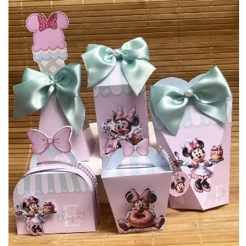 Kit Festa CAIXINHAS MINNIE CONFEITEIRA- Personalizados-Lembrancinhas-Festa infantil-Aniversário-mimos-caixinha