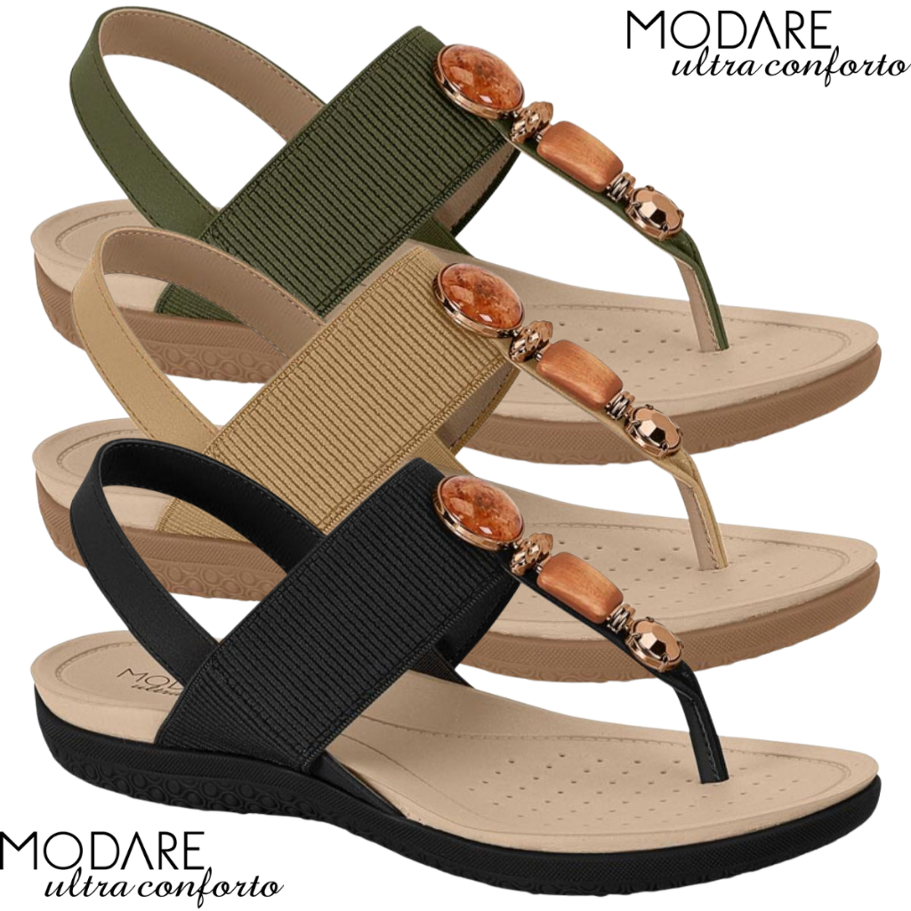 Sandália Feminina Pedraria Modare Casual Confortável Macia Elegante Moda Feminina Original em Oferta na Shopee