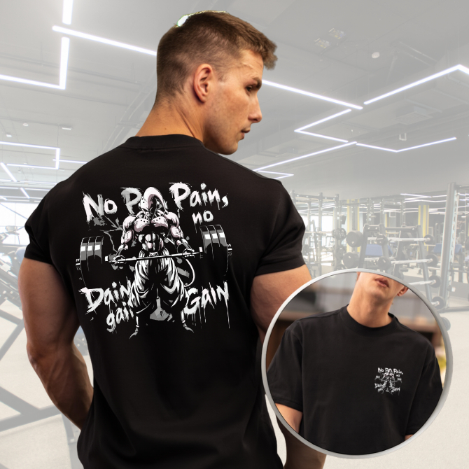 Camiseta No pain no Gain Gym Academia Personalizada Musculação Treino Masculina 100% Algodão