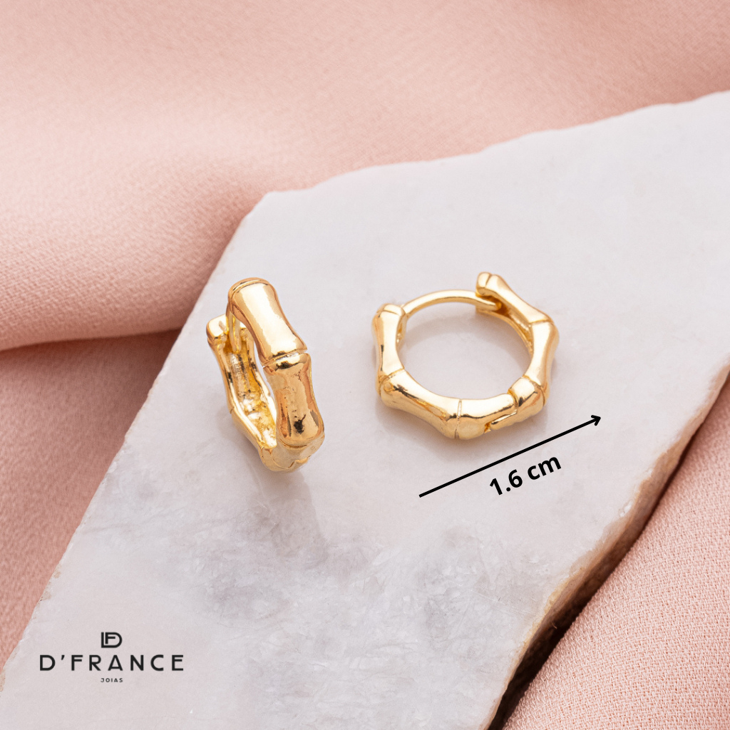 Brinco Argola Bambu  Banhada a ouro 18K - D France Semijóias