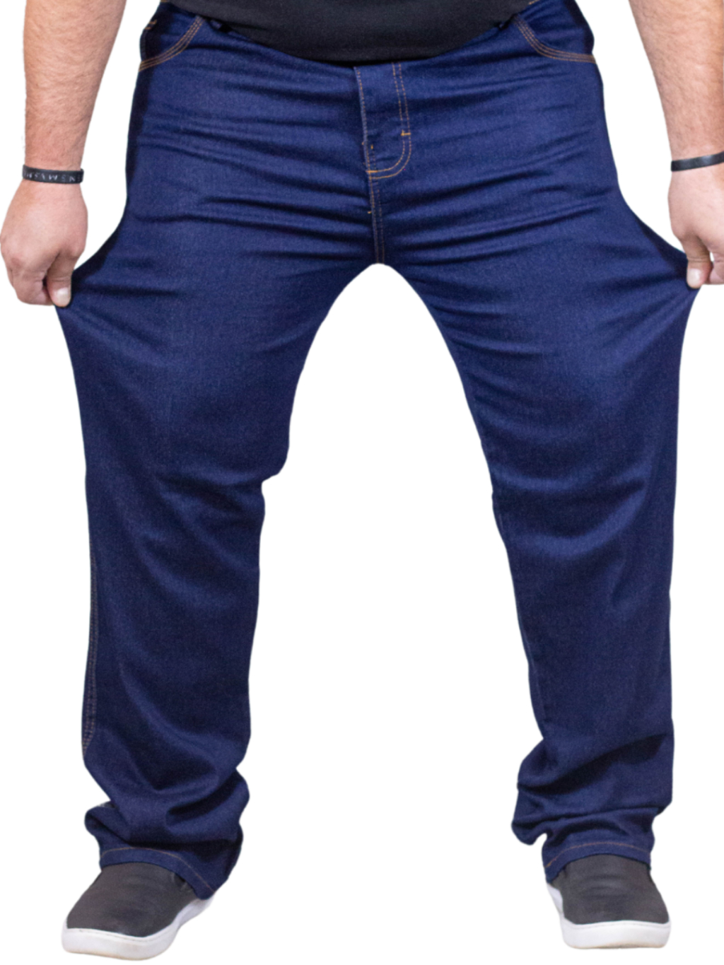 Kit 3 Calças Jeans Masculina Plus Size Azul Com Elastano Reforçada Trabalho Tamanho Grande