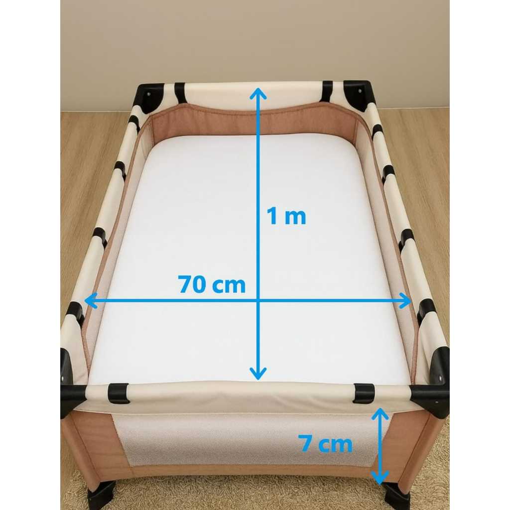 Colchão Para Berço Desmontável Todo Branco Colchao berço Dobravel 1 metro comprimento x 70 largura x 7 altura