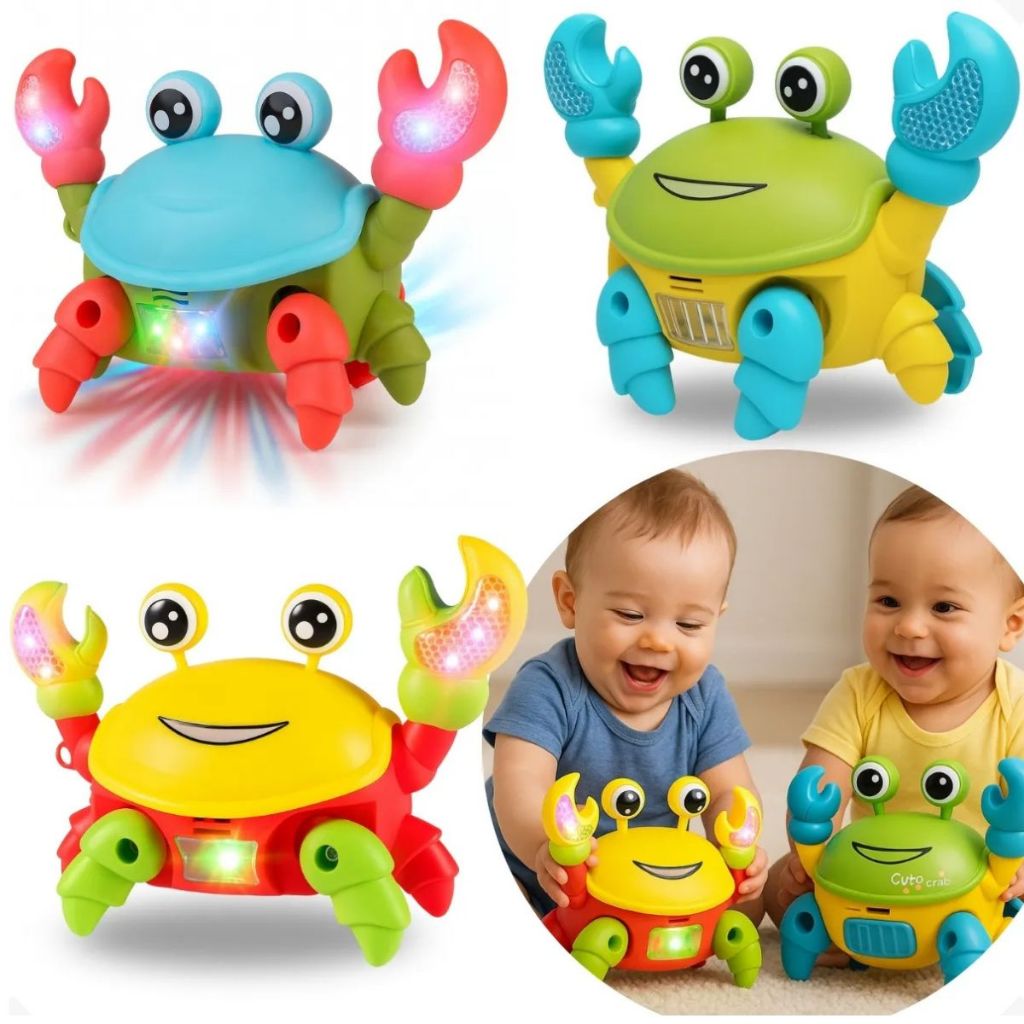 Brinquedo Caranguejo Fujão Musical Som Luz E Movimento Infantil Para Bebês