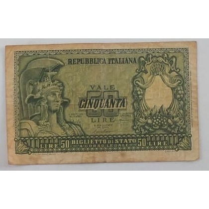 Antiga Cédula Itália de 50 liras italianas - 1951 - bem conservada