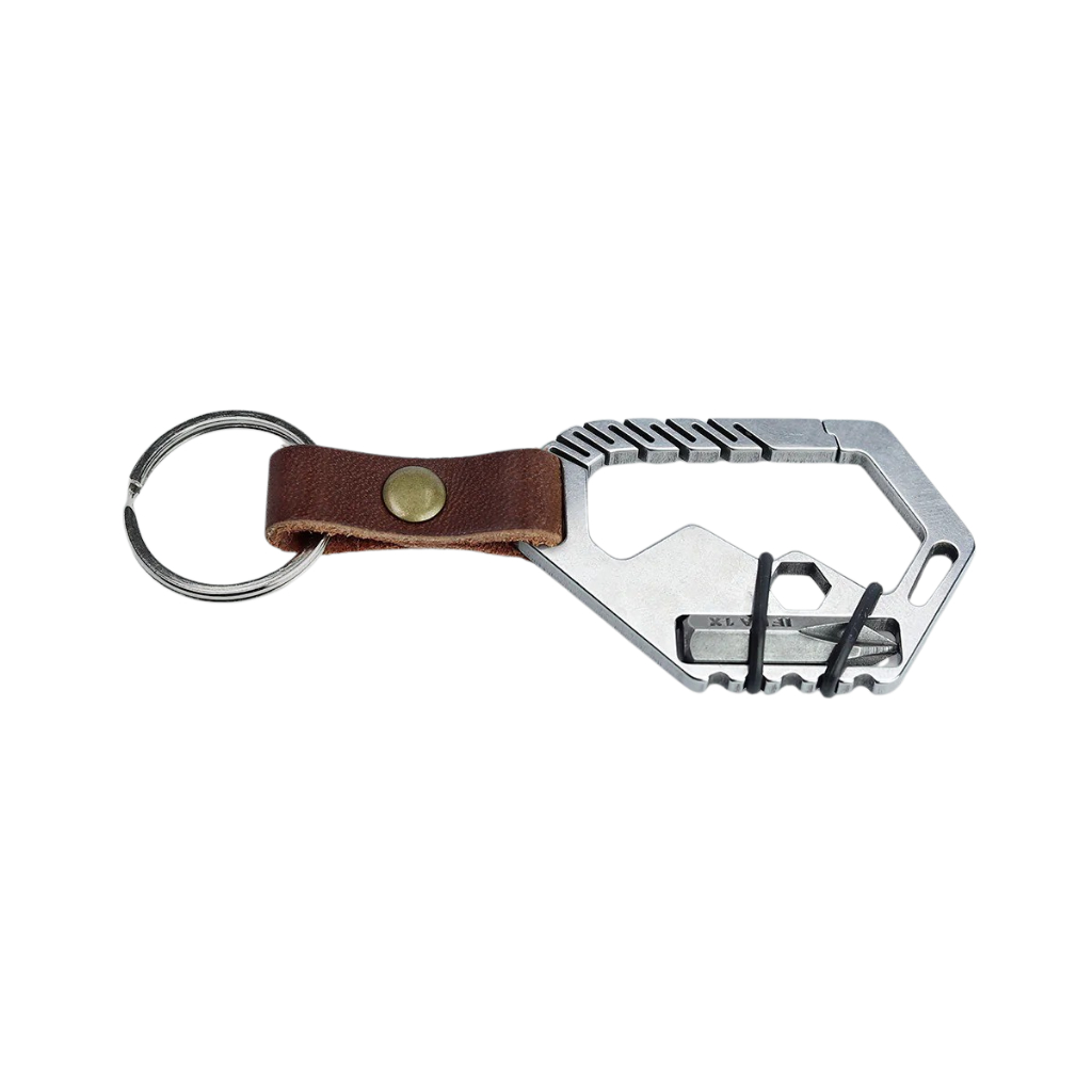 Mosquetão Chaveiro Holder Cimo Moba 21 Inox Philips c/ Couro