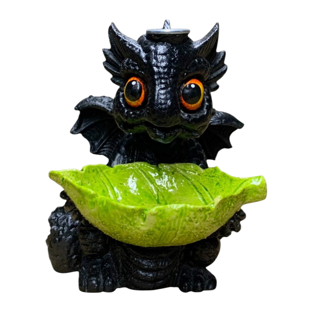 Imagem Incensário Dragão Bebe Incenso Cascata de Fumaça Aromatizador Porta Incenso Decorativo Preto