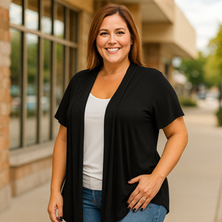 Cardigan Feminino Plus Size Manga Curta Kimono Cardigã Elegante Soltinho Aberto em Oferta na Shopee