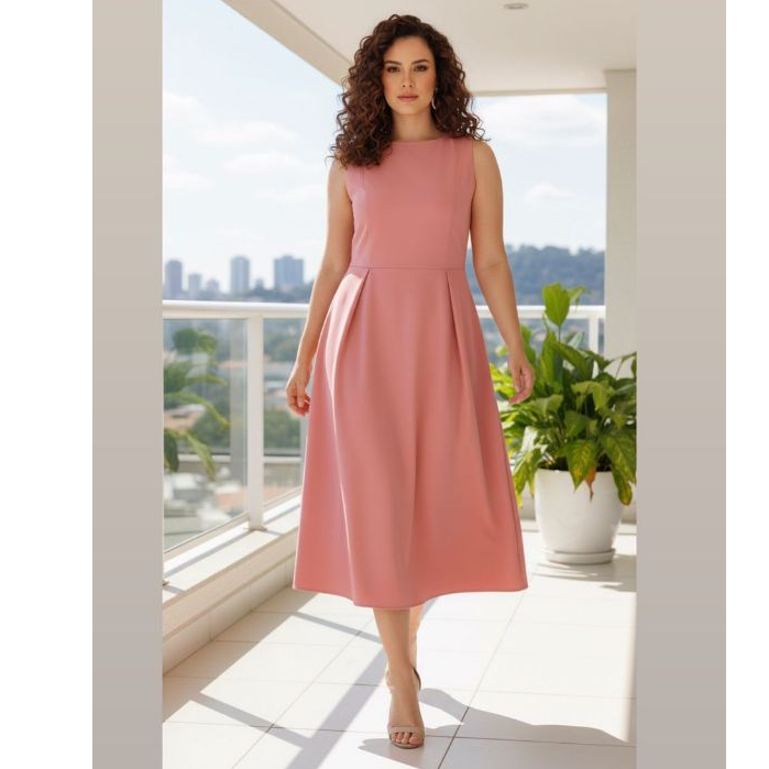 Vestido midi Social Feminino Elegante moda modesta | Moda Executiva Casual Chique. em Oferta na Shopee