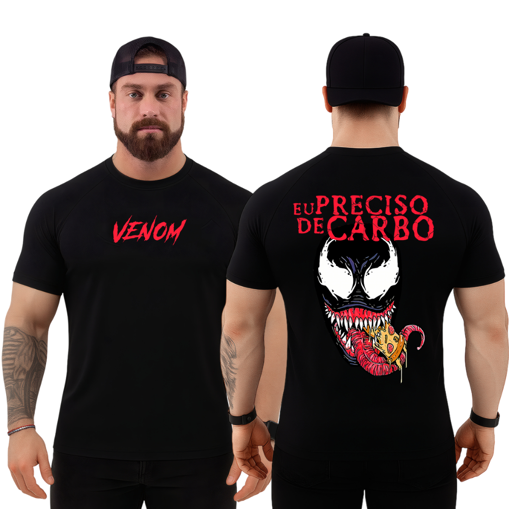 Camiseta Original Masculina Dry Fit para Academia para Treino Musculação Venom Carbo