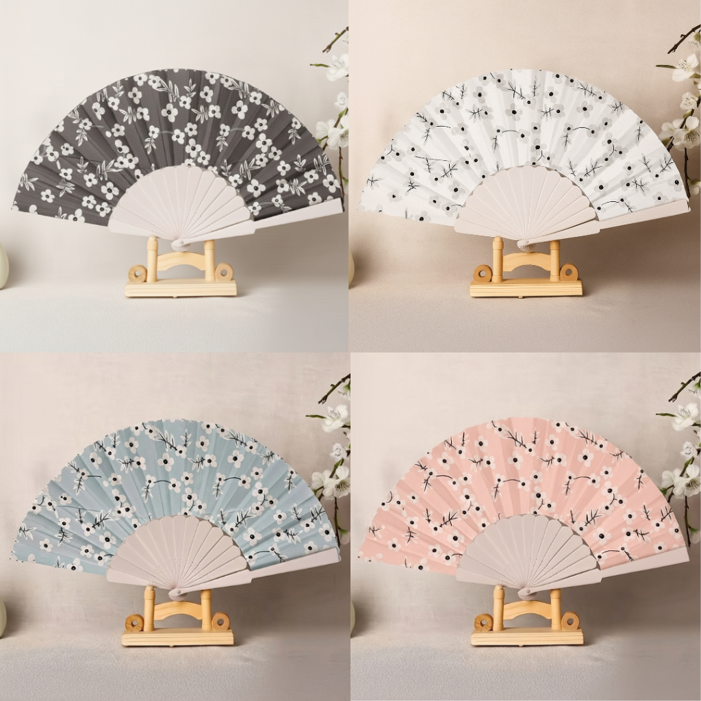 Leque de Mão Padrão Floral Dobrável | Leve e Prático para Viagem, Praia e Uso Diário | 23cm em Oferta na Shopee