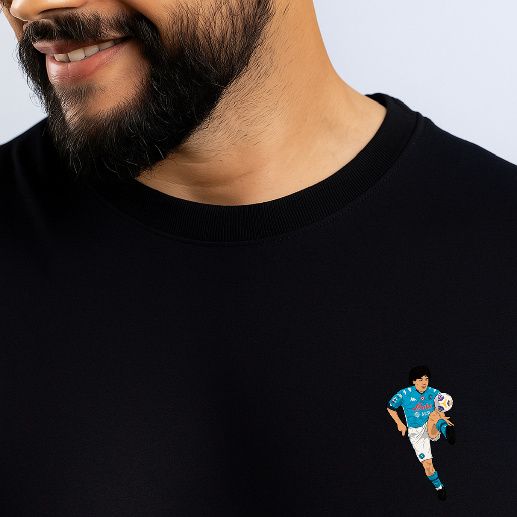 Camiseta Maradona Napoli Mimalista 100% Algodão Unissex