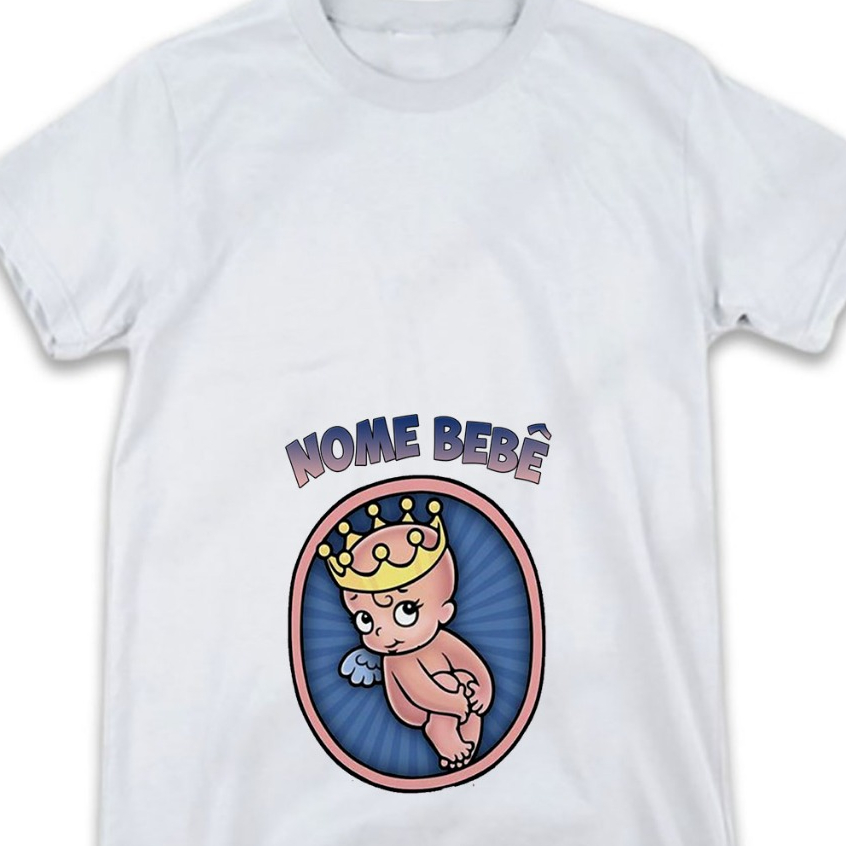Camiseta Gestante Personalizada com nome do Bebe Camisa Grávida Príncipe Princesa Inf Nome Via Chat