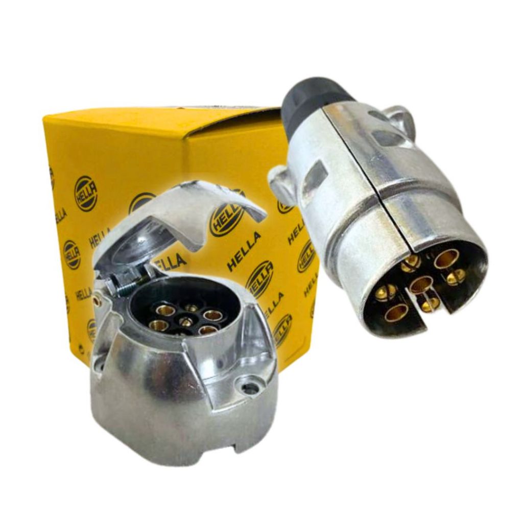 Par Tomada Elétrica Macho E Fêmea 7 Pinos/ Polos Alumínio Reboque Engate Carreta Carretinha Hella em Oferta na Shopee