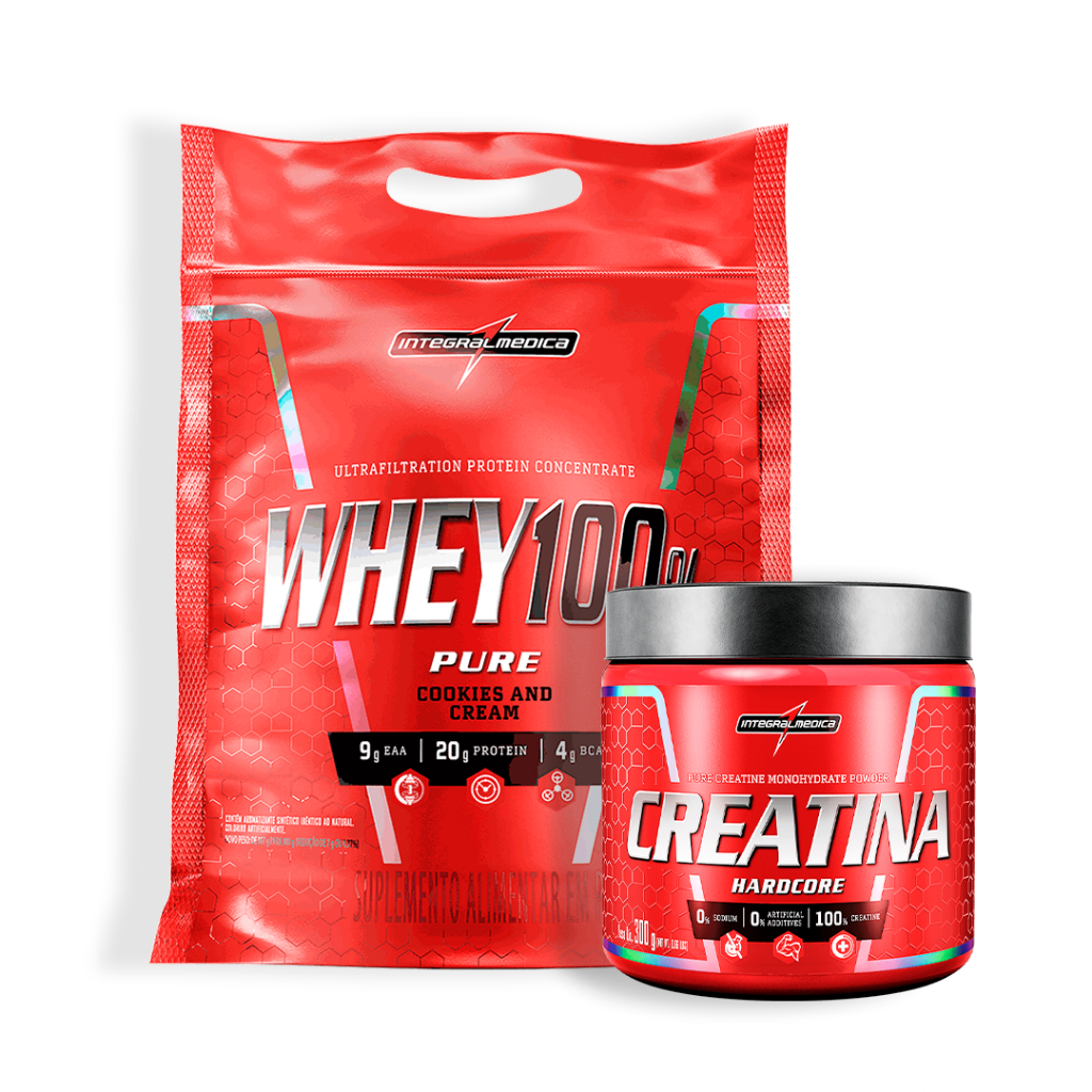 Kit Whey Protein 100% Integralmedica Concentrado Refil + Creatina 300g Monohidratada