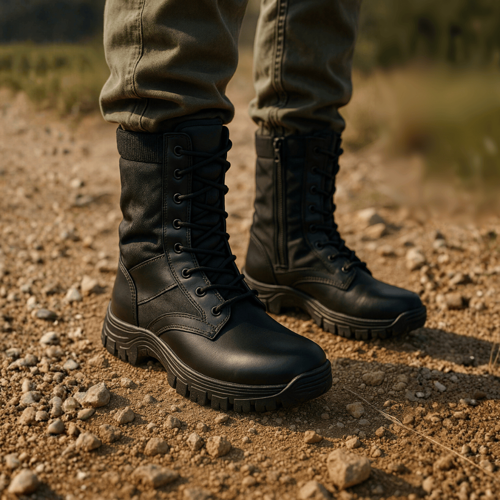 Coturno Tático MIlitar Masculino Segurança Cano Longo com Zíper Lateral Adventure Exército CIA