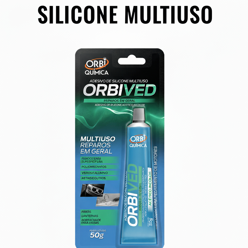 Orbi Ved Silicone Multiuso Adesivo Selante 50g Transparente Alta Aderência Orbi Química