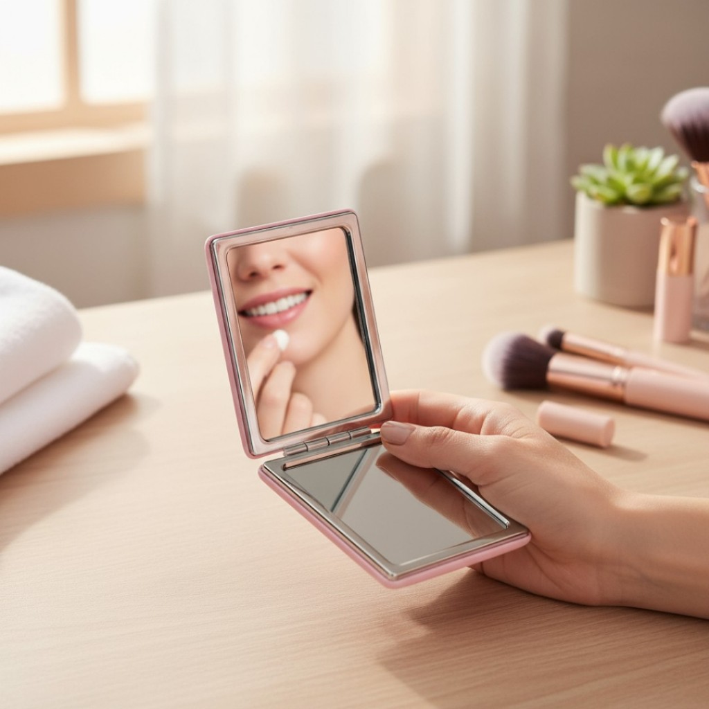 Espelho de Mão Portátil Duplo para Bolsa ou Necessaire – Compacto, Leve e Ideal para Maquiagem em Oferta na Shopee