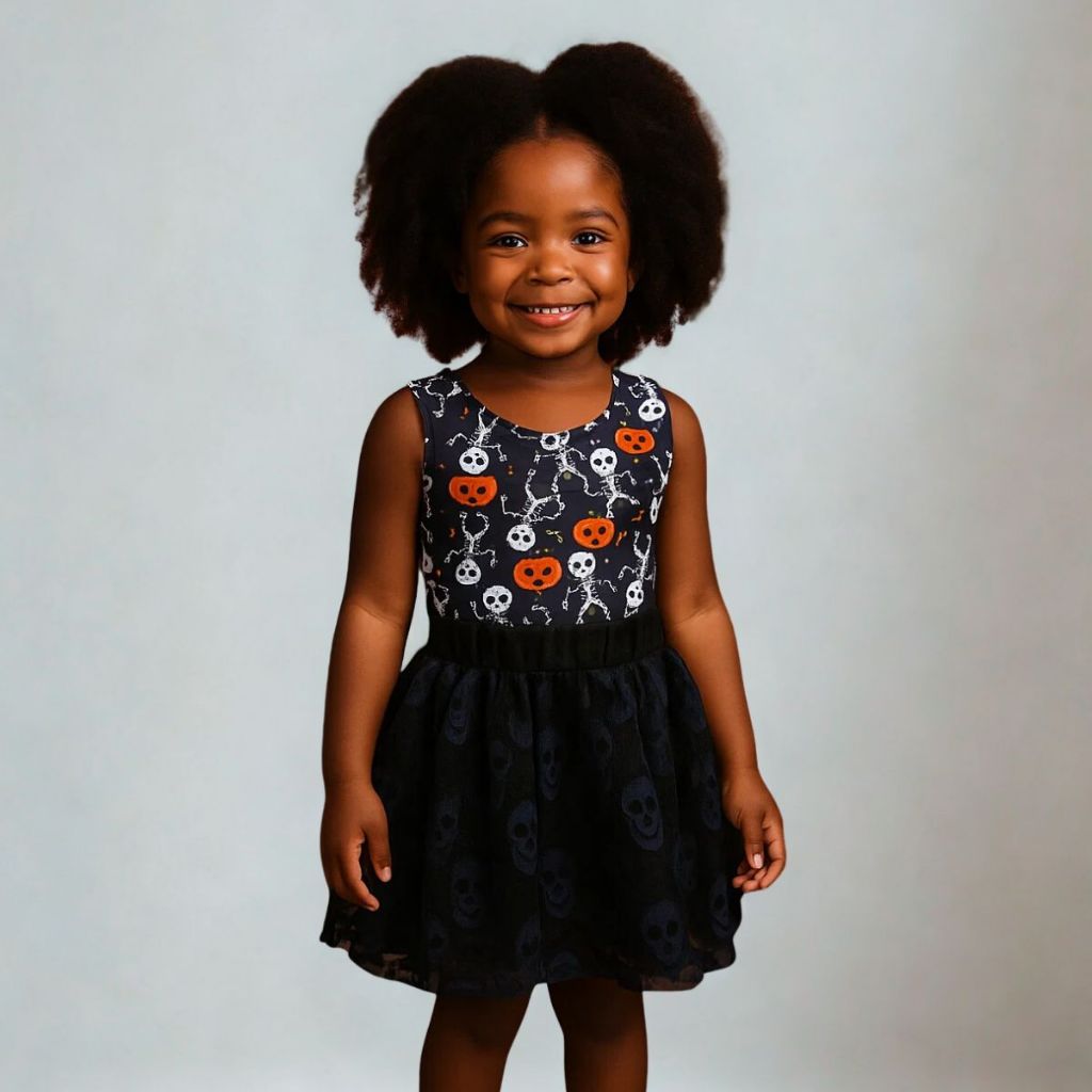 Kit 3 peças Halloween Preto Body Saia Tiara Maria Clara e JP