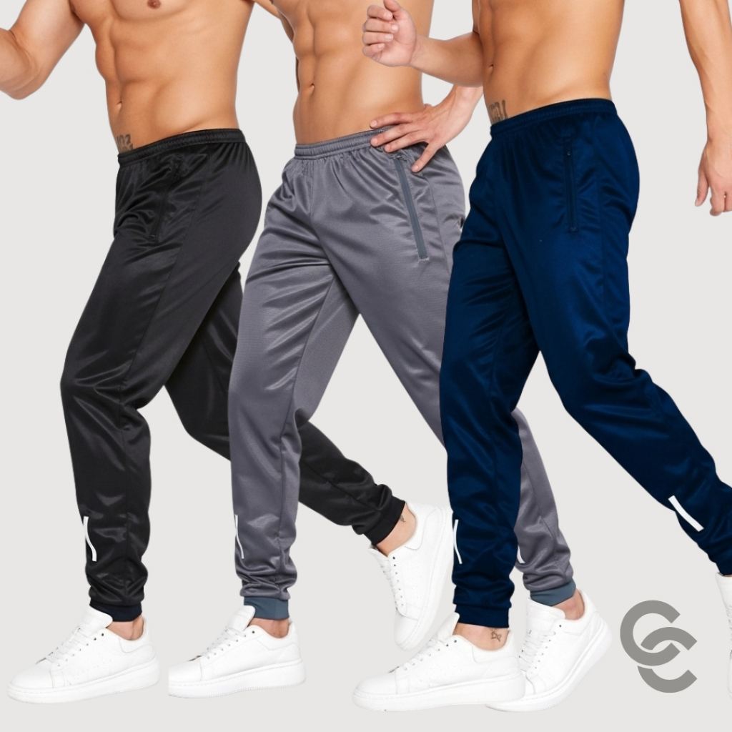 KIT 3 CALÇAS MASCULINA COM ZÍPER NOS BOLSOS