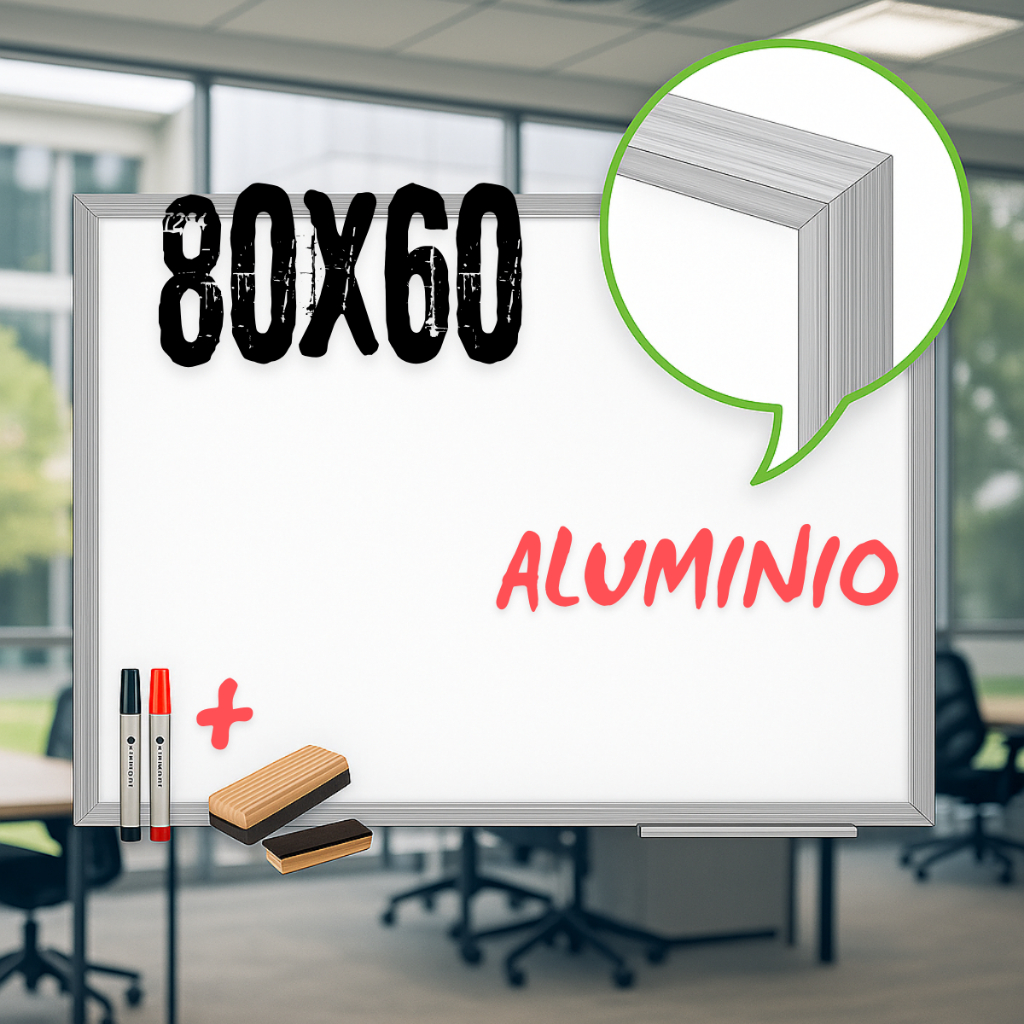 Lousa Branca Quadro Branco 80x60cm + 2 Pincel Marcadores + 1 Apagador Didática Média Aluminio em Oferta na Shopee