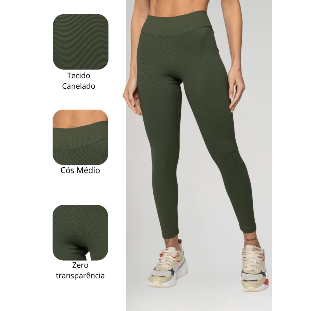 Calça Legging Fitness Poliamida Canelada Premium Yoga Academia Feminina Para Academia Estilosa