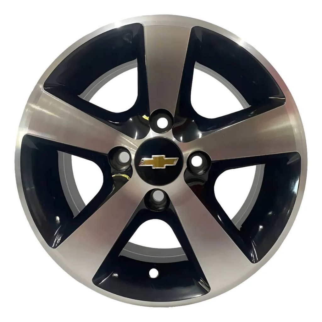 Kit 4 Rodas Aro 13 4x100 Gm Chevrolet Corsa Prisma Celta Preto com Diamantado Bicos de Brinde K27