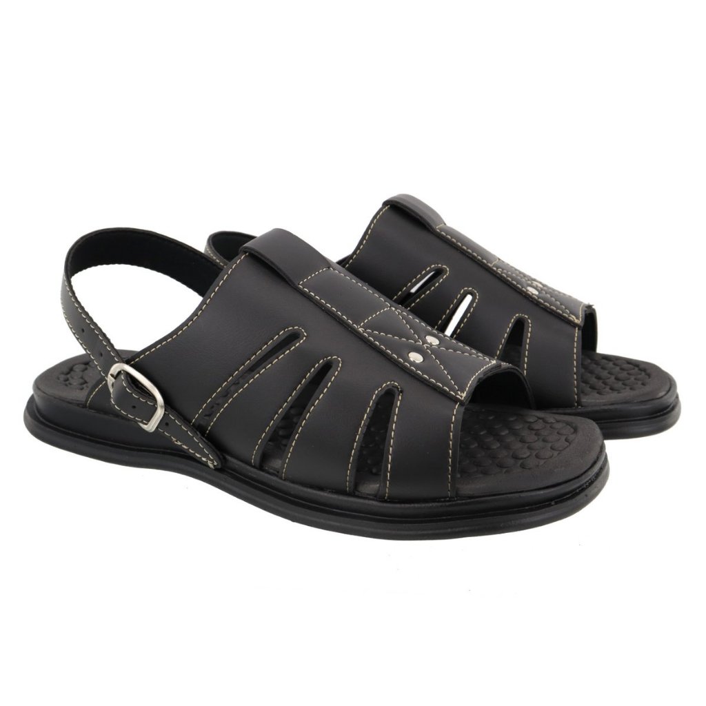 Sandália Chinelo Masculino Em Couro Legítimo Anti Stress Anatômico Ortopédico