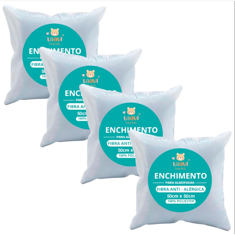 Kit Com 4 Unidades Enchimento Almofada Refil 50x50 ANTIALÉRGICO