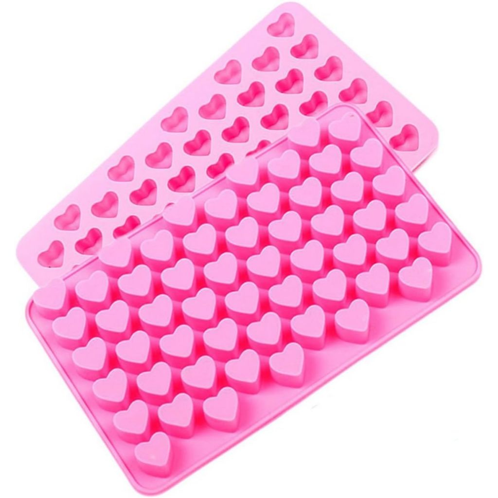 Molde Forma de Silicone formato mini corações, 55 cavidades, para gelo, gesso, vela, resina, doces, artesanato. rosa