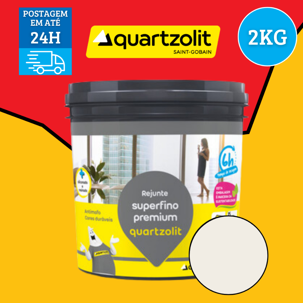 Rejunte Cimentício Superfino Premium Cor Branco Antimofo Resinado 2kg - Quartzolit